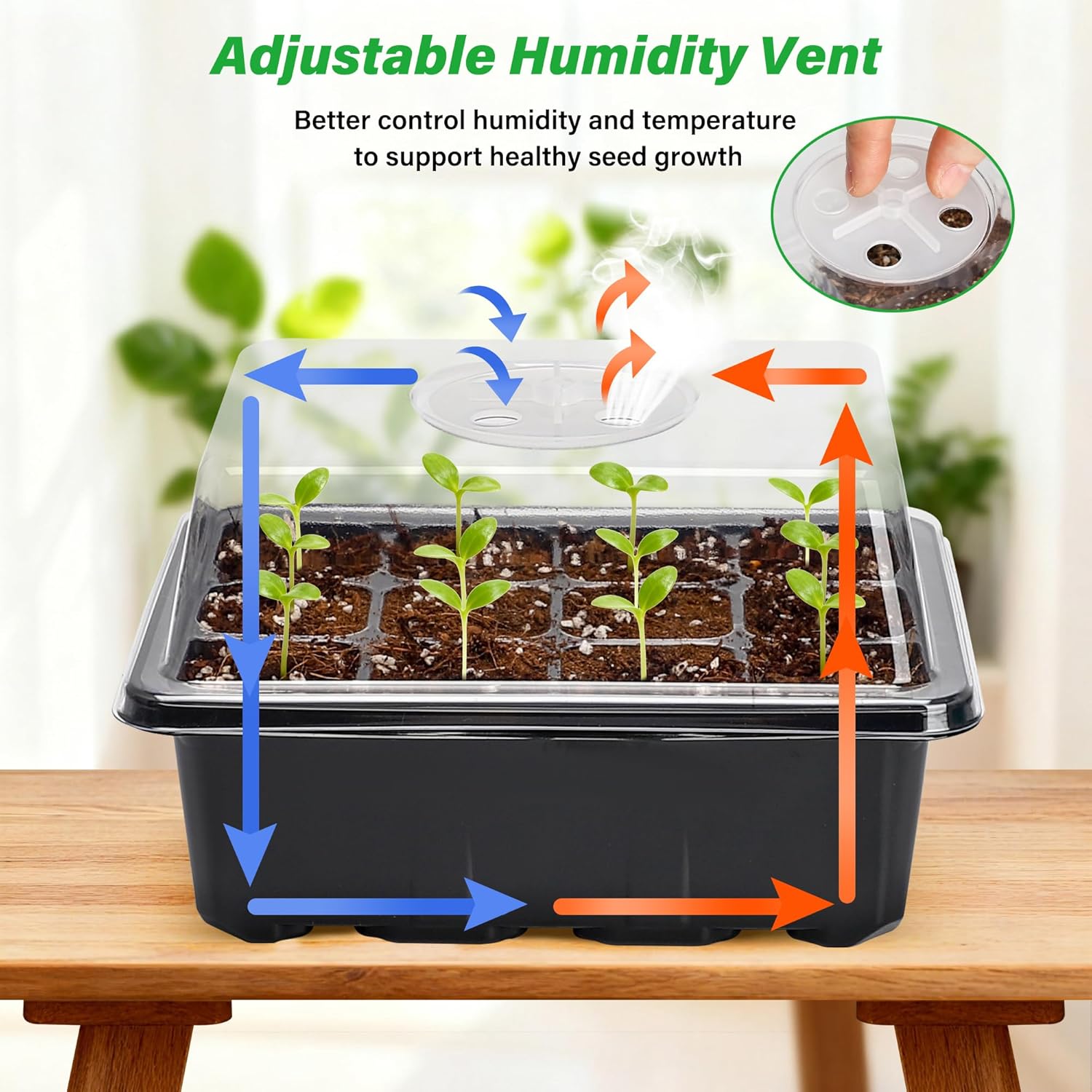 Thumbnail 3 de Bonviee 10-pack seed starter trays kit with adjustable humidity domes (12 cells per tray)
