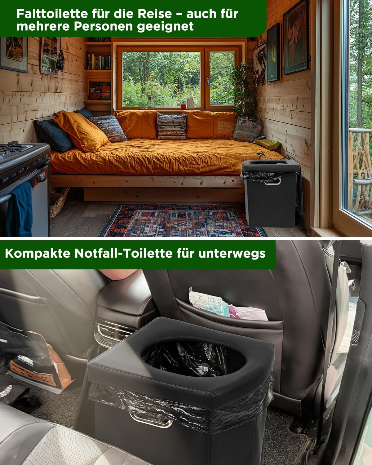 Detalle de E EASTSTORM Faltbare Campingtoilette – 42 cm Sitzhöhe, belastbar bis 200 kg, kompakt & vielseitig