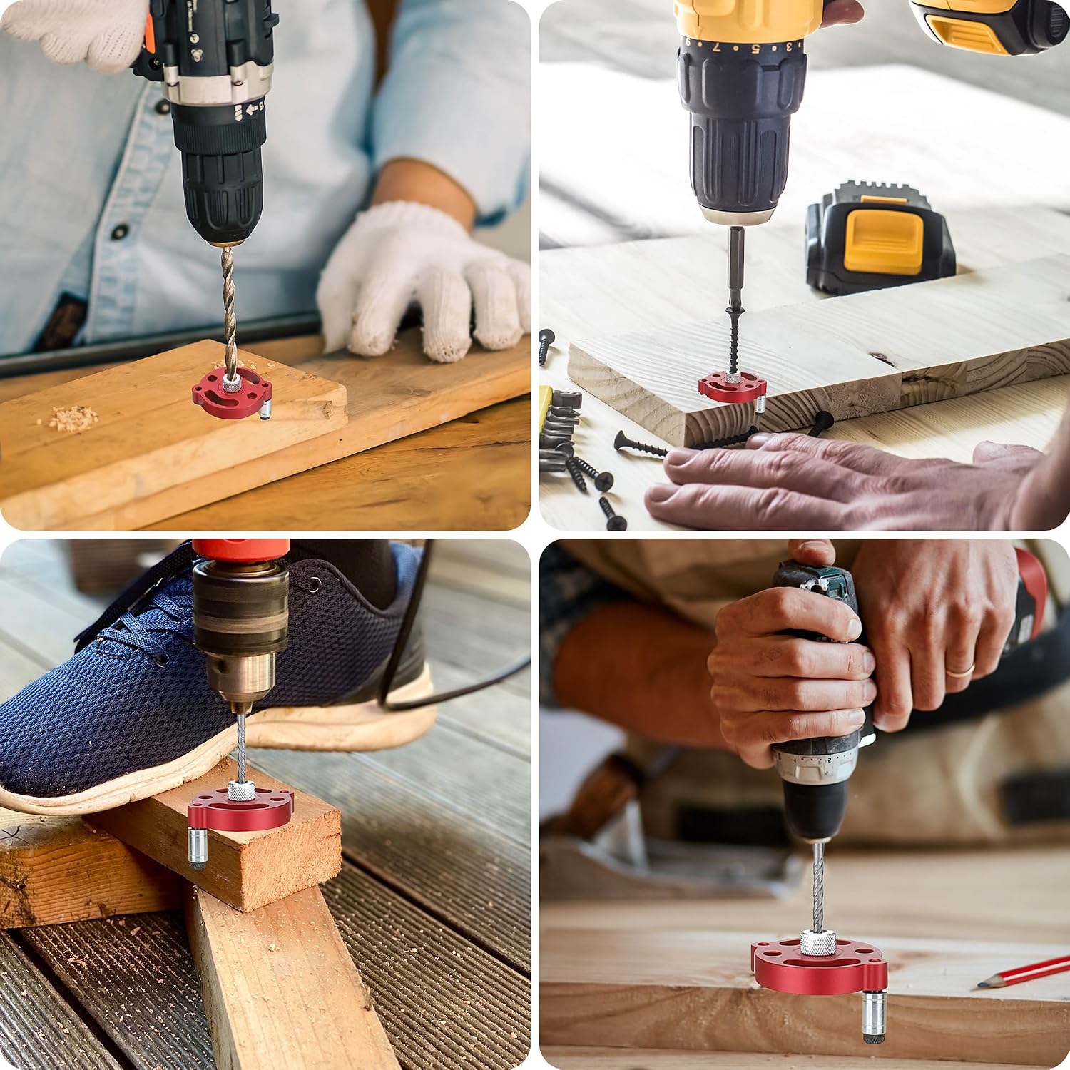 Detalle 2 de Zocipro borrjigg för trä med borrbussningar 3–10 mm, röd