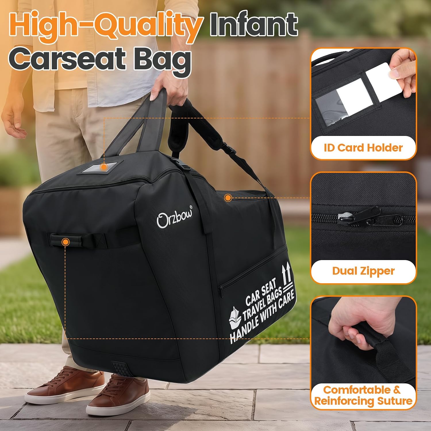 Thumbnail 6 de Orzbow Infant Car Seat Travel Backpack with 600D Oxford Fabric and Padded Protection