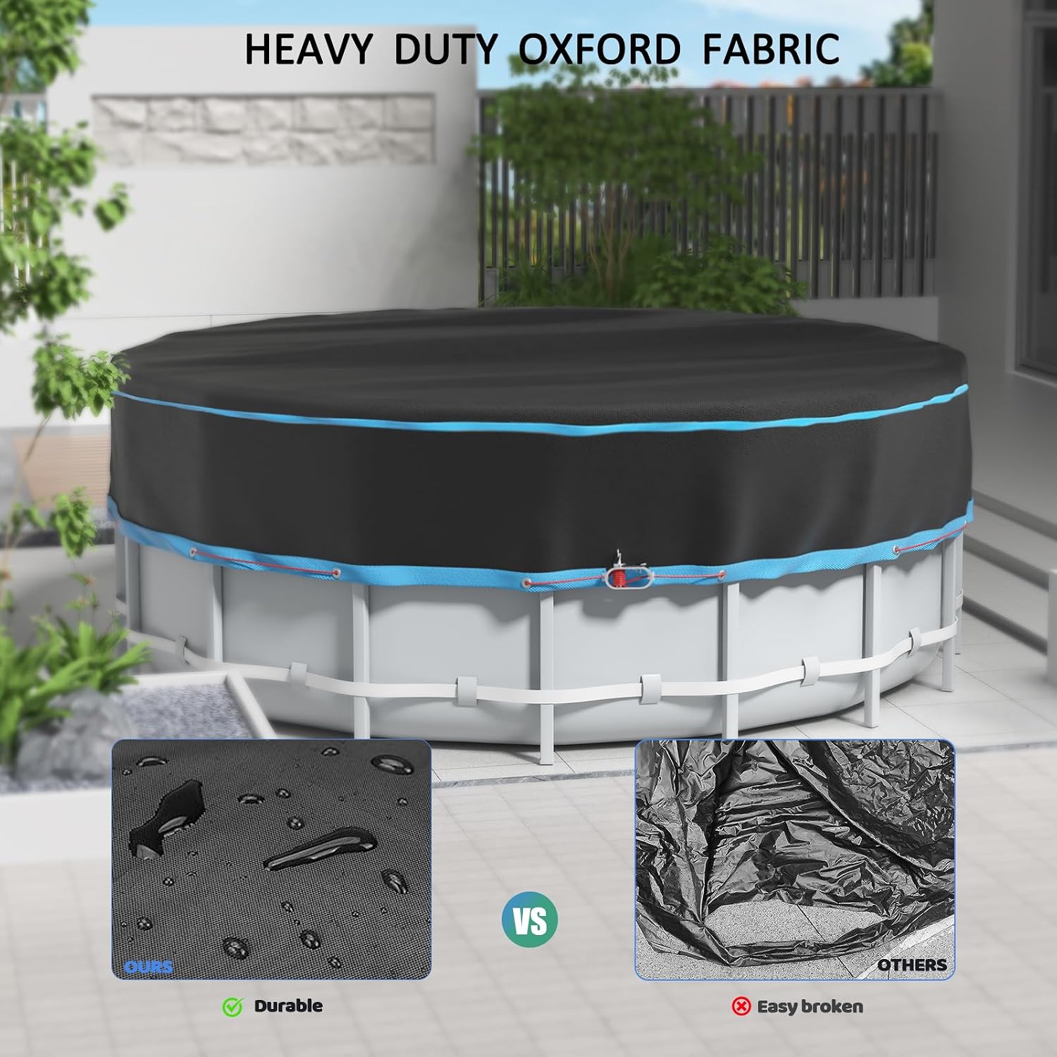 Thumbnail 3 de 12 Ft Round Heavy-Duty Pool Cover for Above Ground Pools with Storage Bag