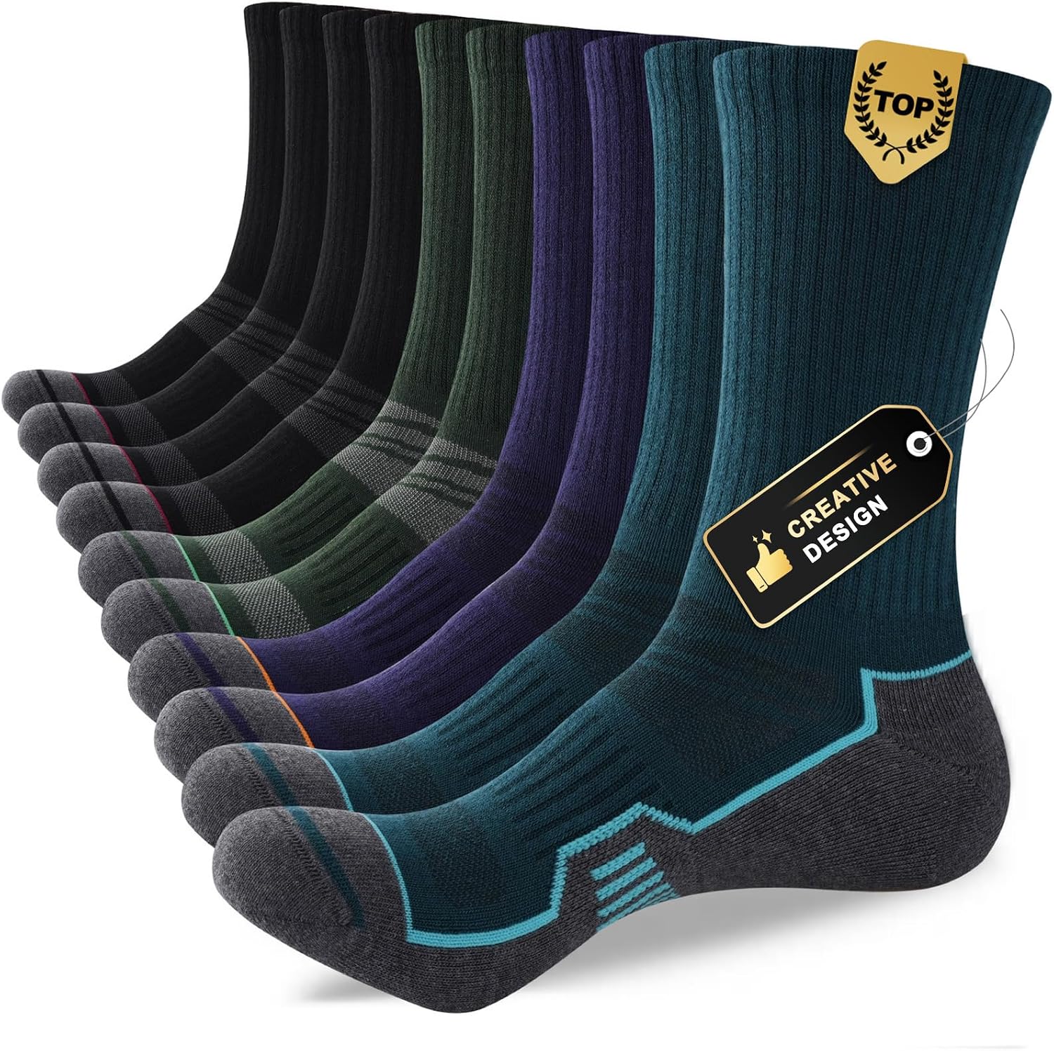 ILovDaisy Mens Sports Socks 9-12 6-8: Cushioned, Breathable Crew Socks for Every Active Day