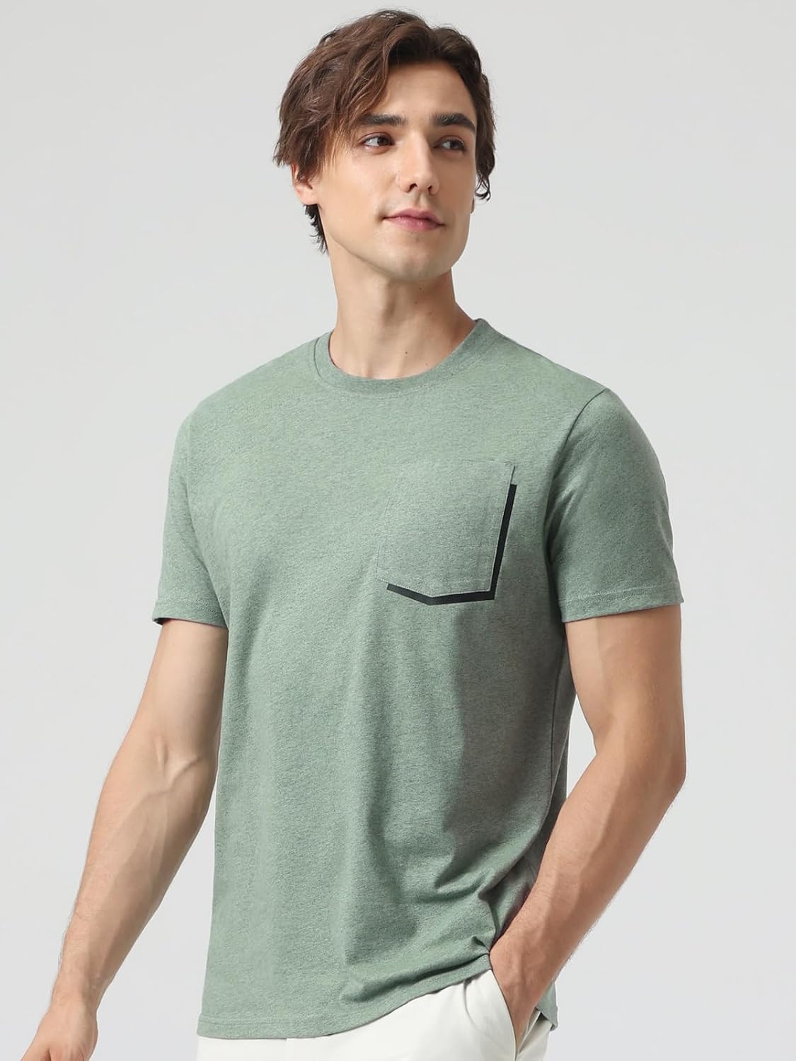 Detalle 2 de Mega Tshop Men's Pocket T-Shirt Cotton-Polyester Blend