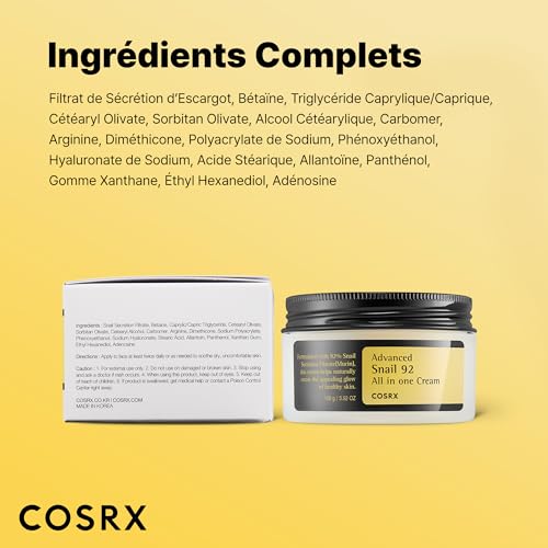 Thumbnail 6 de COSRX Advanced Snail 92 Crème Tout en Un 100 ml — soin hydratant réparateur à la mucine d’escargot