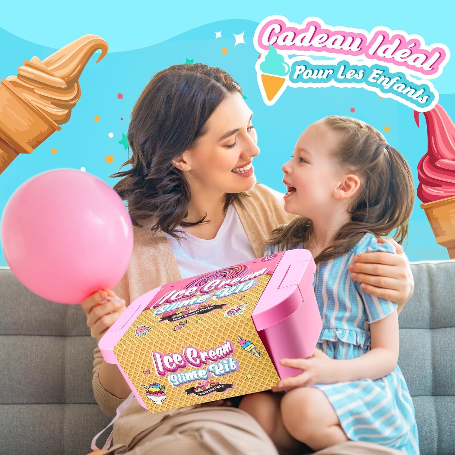 Thumbnail 6 de Adeokay kinderslijmset voor fluffy ijscreaties, met 28 delen en meerdere kleuren