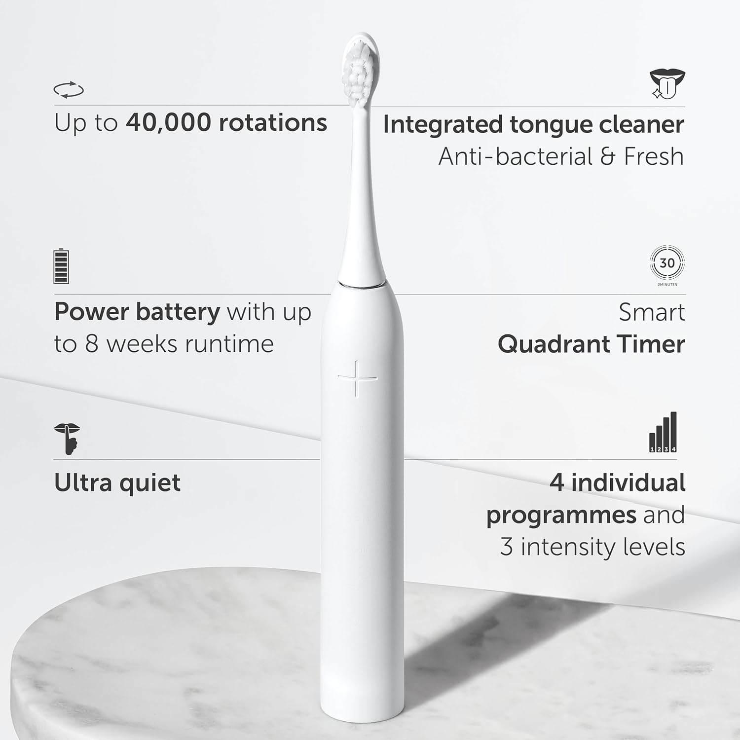 Detalle de WonderSmile Wondersmile PRO Sonic Toothbrush – 4 Modes, 3 Intensities, 60-Day USB-C Battery (All White)