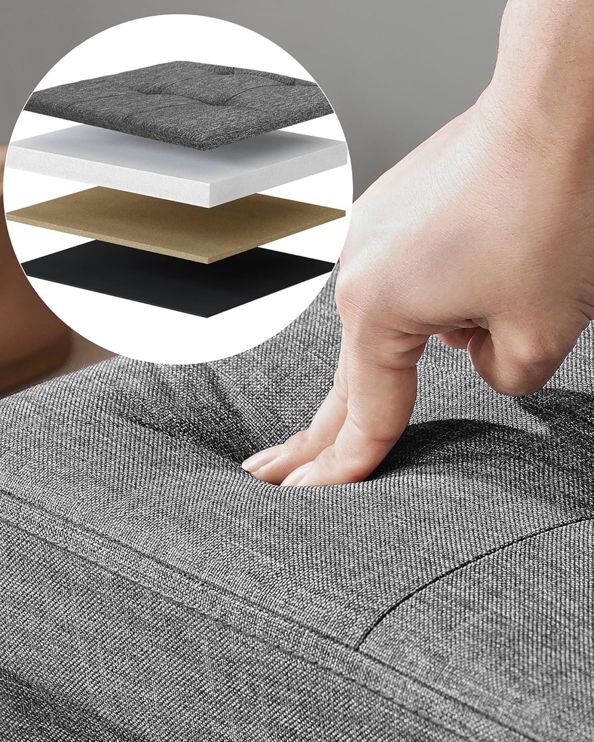 Thumbnail 6 de SONGMICS Sitzhocker mit Stauraum LSF77K – klappbare Sitzbank mit Aufbewahrungsbox