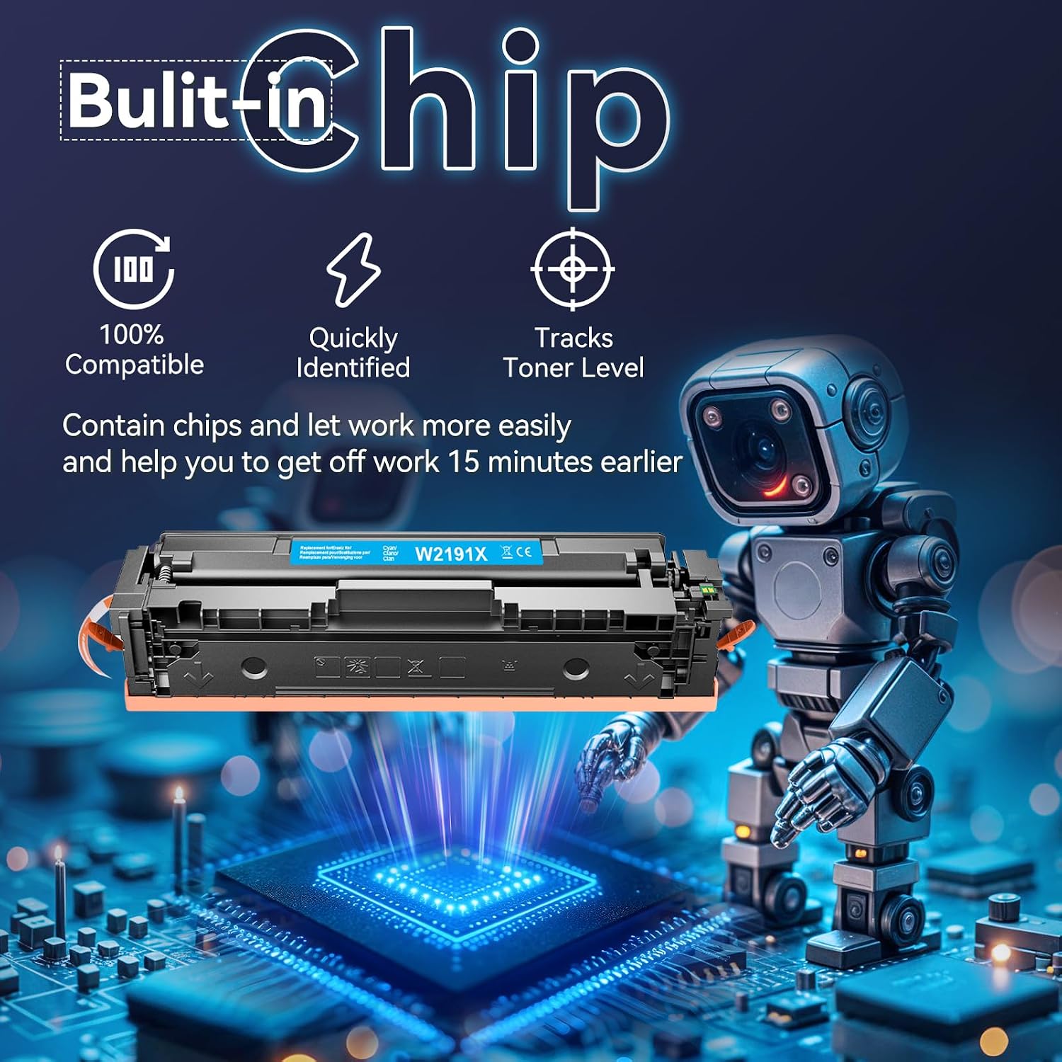 Detalle de 219X (Mit Chip) Toner-Set (4er-Pack) für HP Color LaserJet Pro 3302/3202 – integrierter Chip