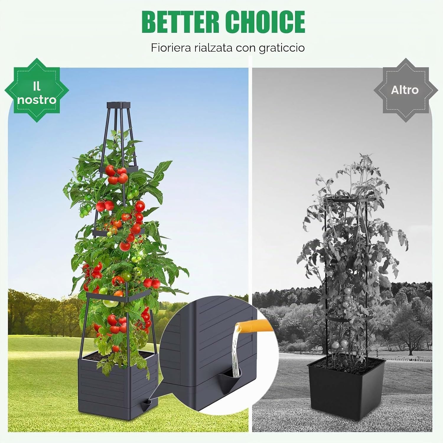 Detalle de MQHUAYU Aiuole rialzate per giardino con supporto per pomodori - confezione da 2