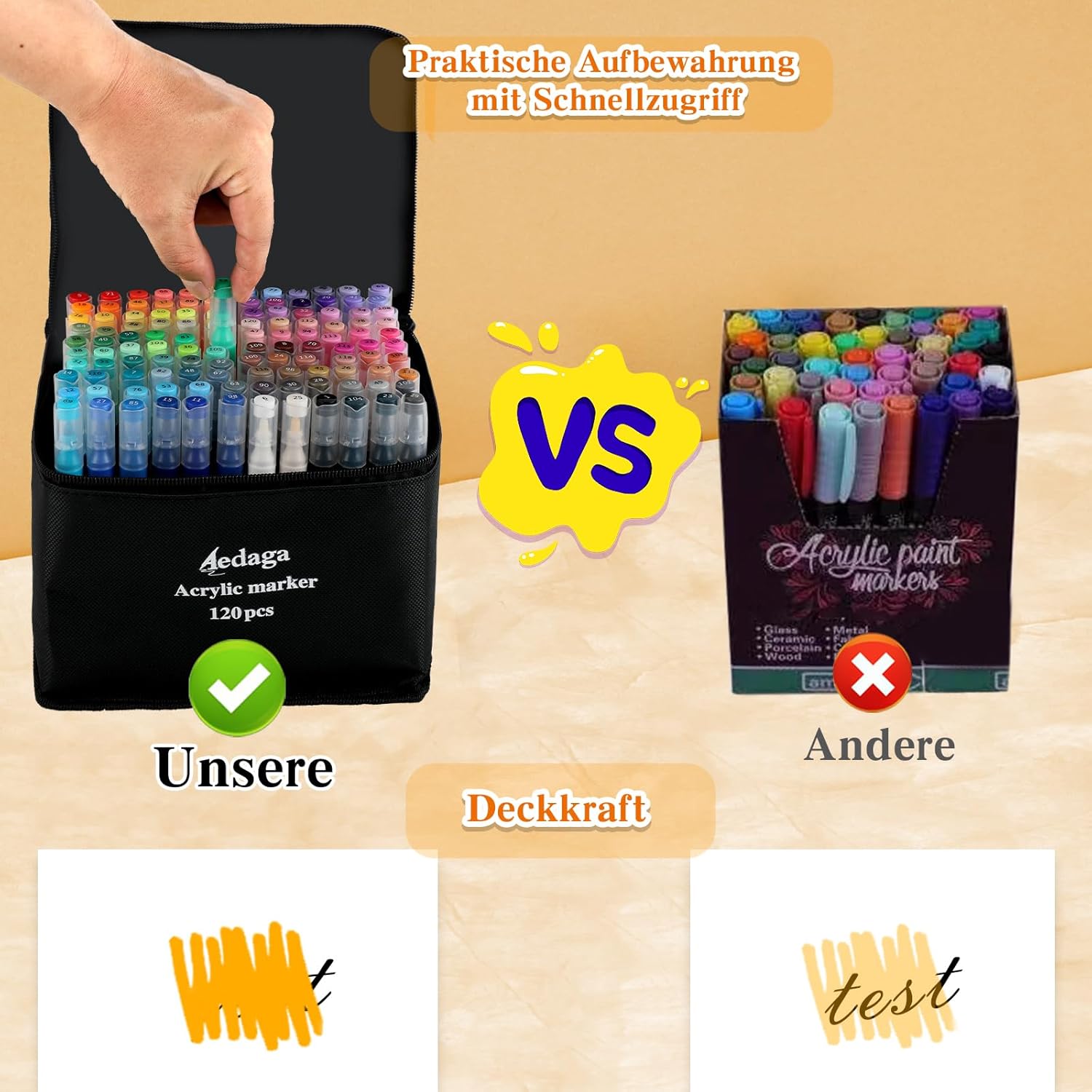 Thumbnail 4 de AEDAGA 120 Farben nummerierte Acrylstifte Set mit App & Doppelspitze