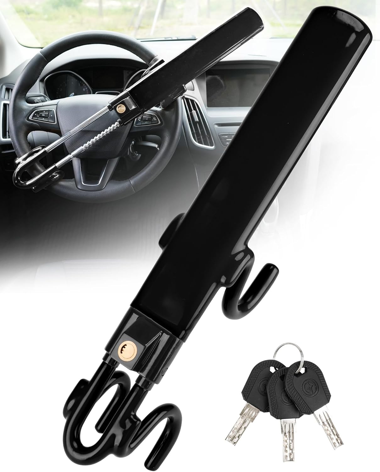 Detalle 2 de Tevlaphee Steering Wheel Lock 3 keys ๐