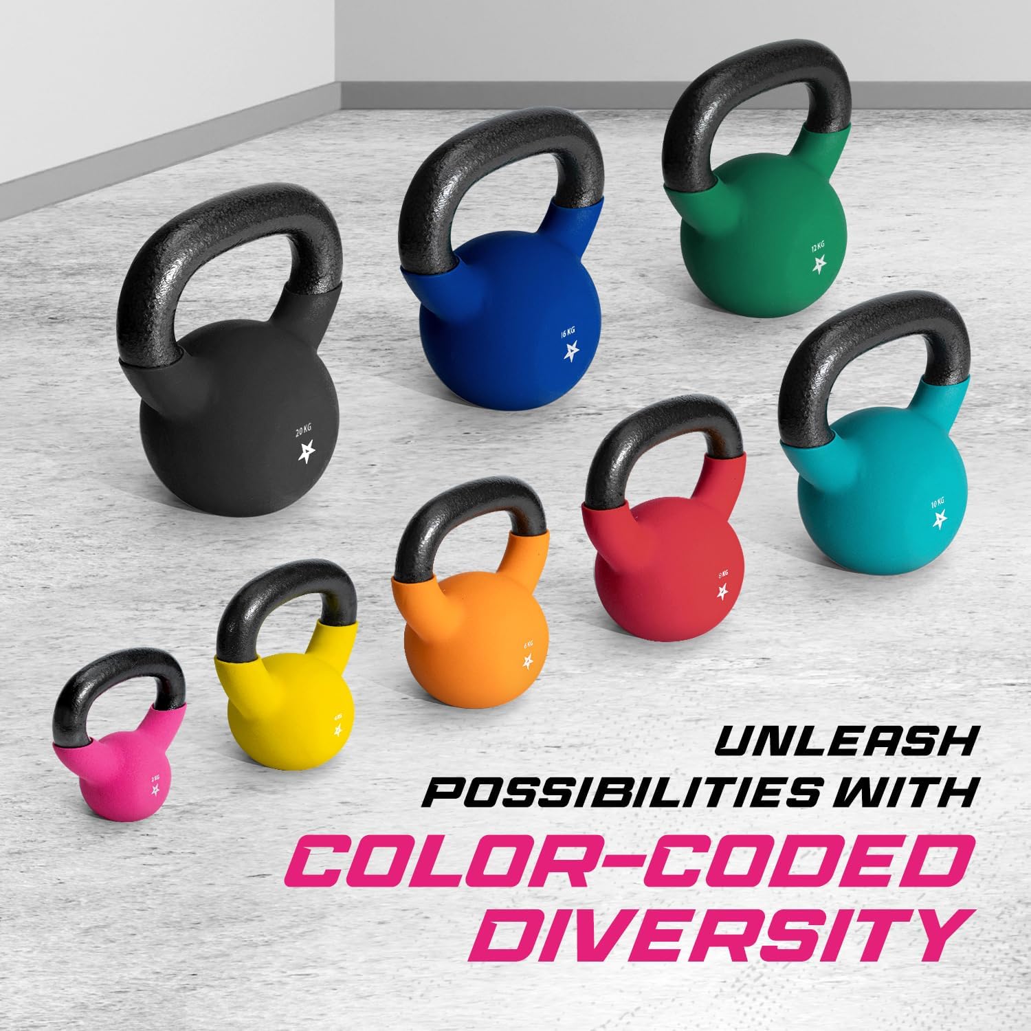 Thumbnail 3 de Yes4All Kettlebell 2–20 kg mit Neoprenüberzug – Mehrfarbig, Gusseisen