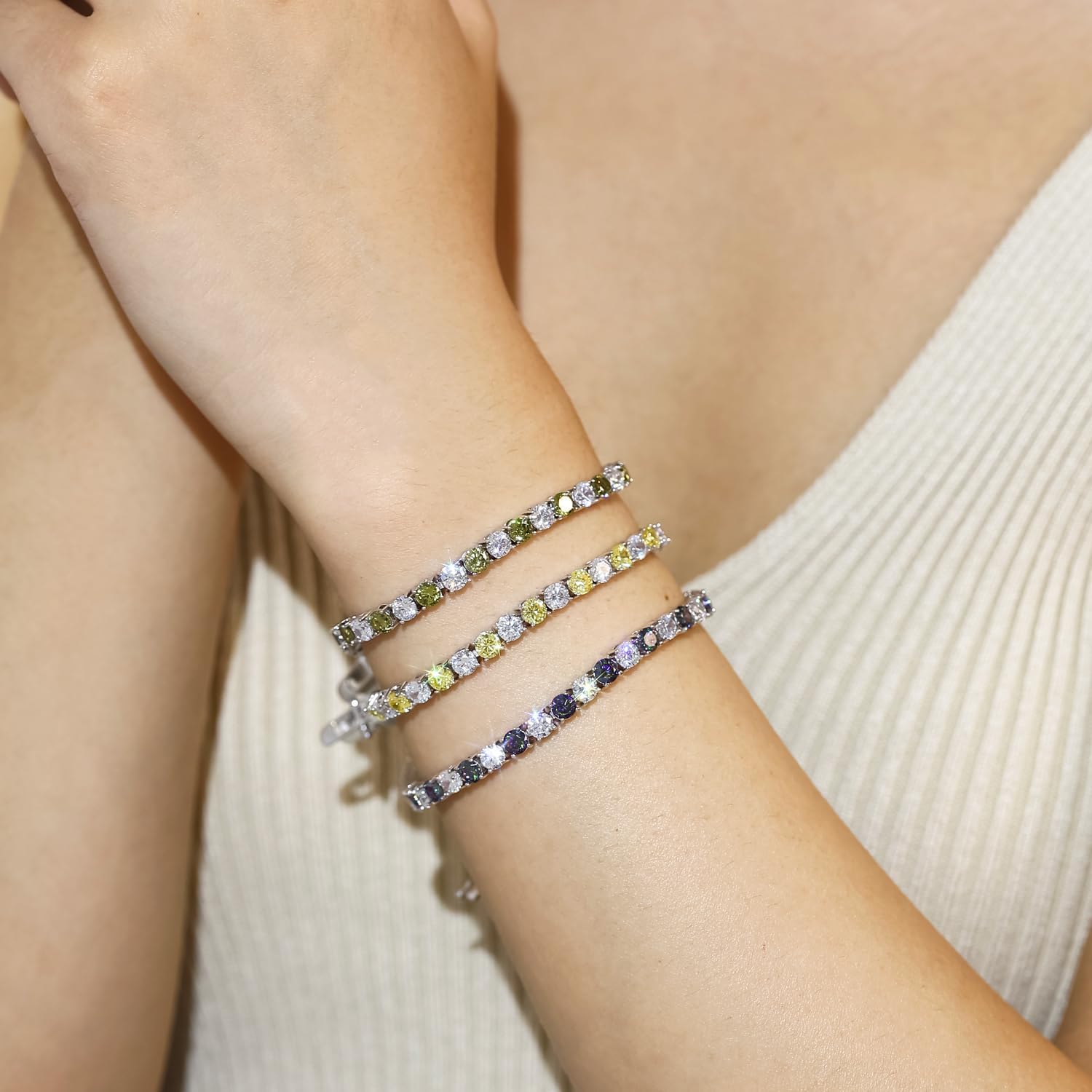 Thumbnail 1 de FANCIME Damen Tennisarmband aus 925 Sterling Silber mit Zirkonia, Breite 4 mm, Länge 18 cm