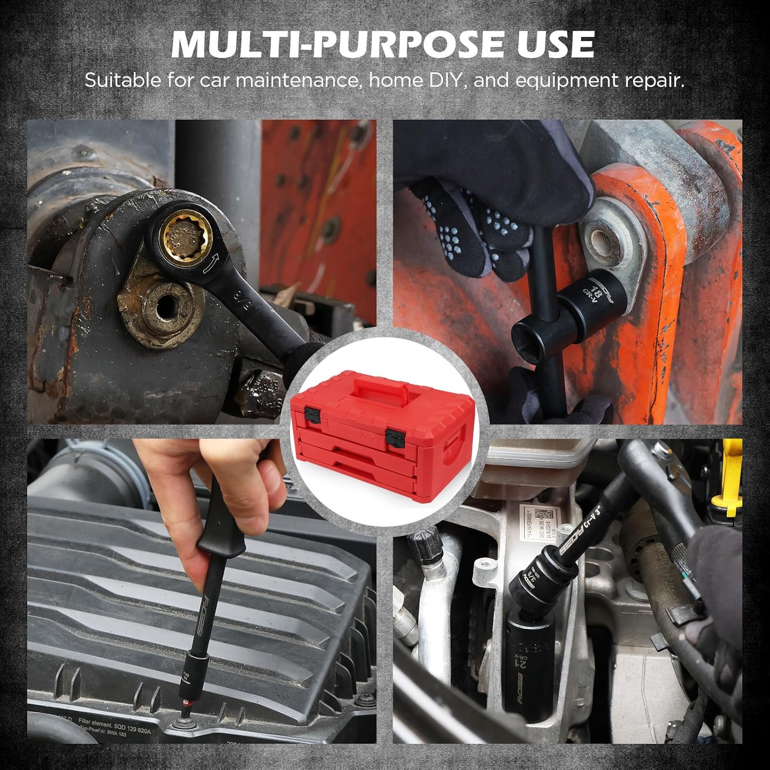 Thumbnail 6 de Premium 132-Piece Mechanics Tool Set (SAE/Metric, 1/4" & 3/8" Drive) with Quick-Release Ratchet, Extensions, Adapters, and Storage Case