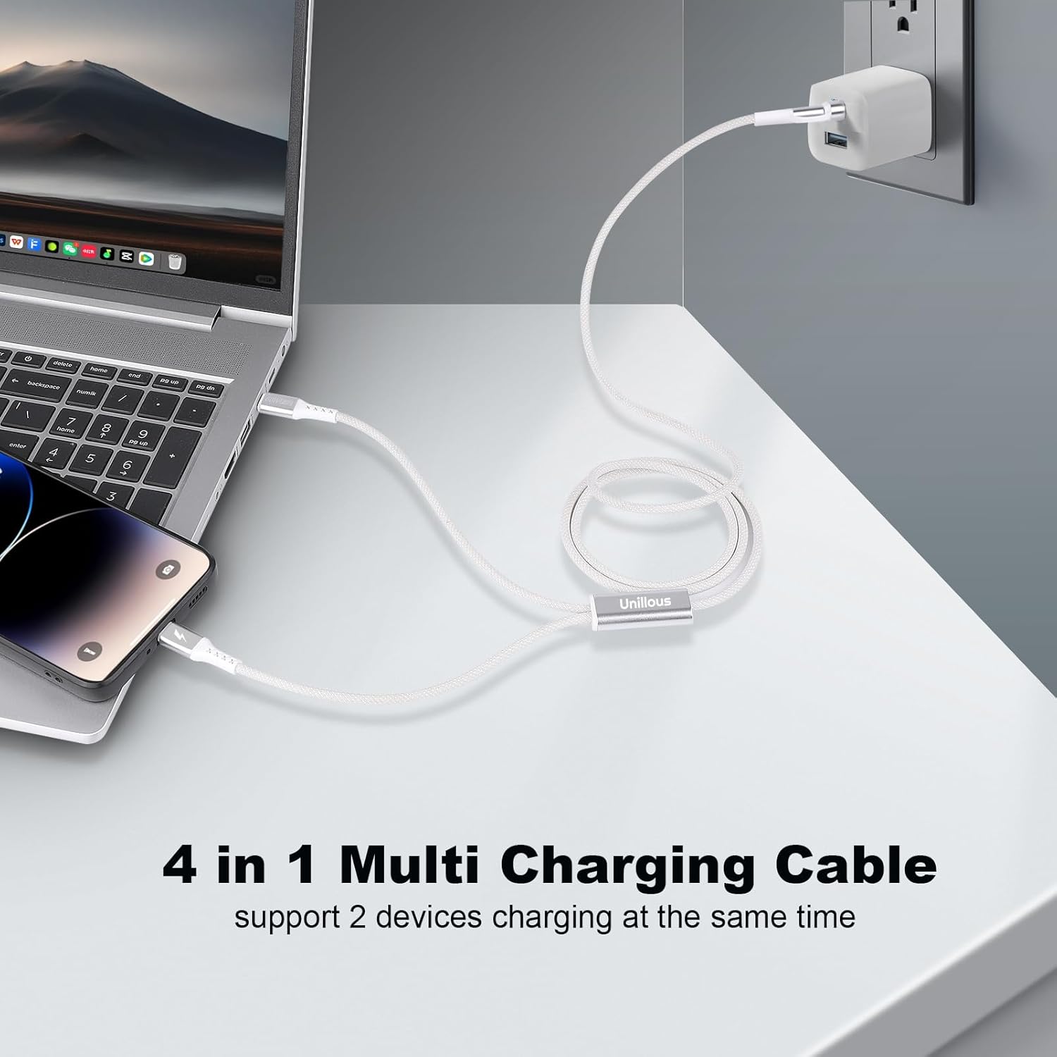 Thumbnail 5 de Unillous 4-in-1 USB-C charger cable (1.2m, up to 60W) for Phone 17/16/15 Pro Max and more