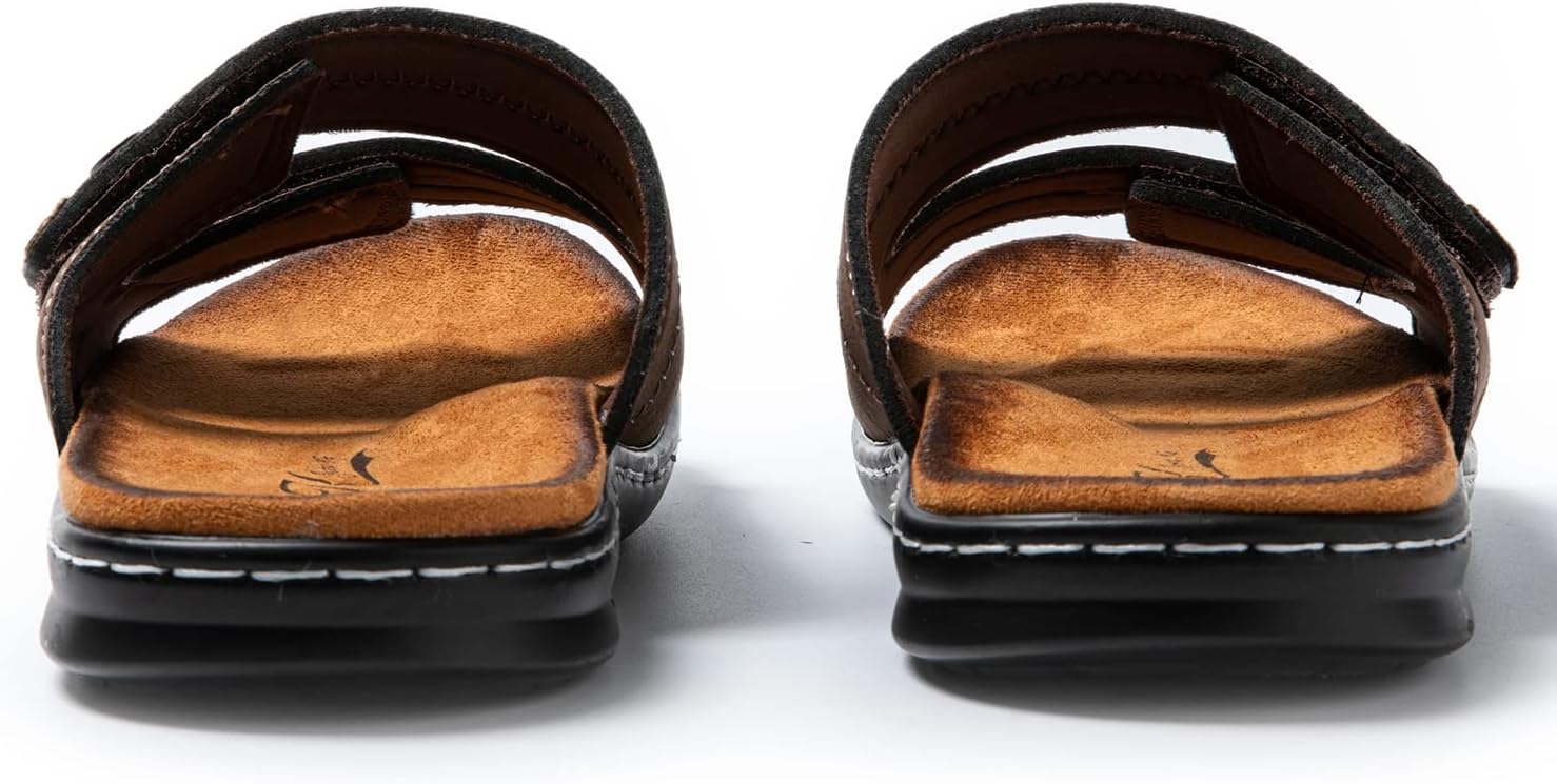 Detalle de JOMIX Sandales Homme en Cuir – Sandales de plage confortables et polyvalentes