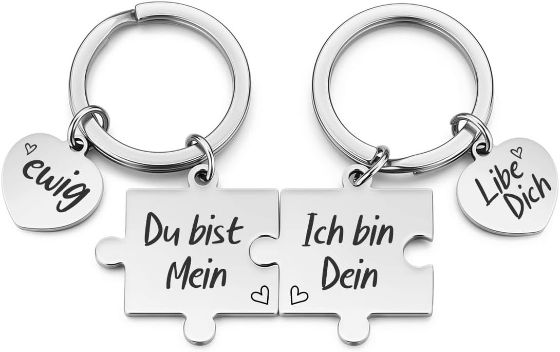 Thumbnail 5 de JSDDE Paar Schlüsselanhänger mit Gravur „Du bist mein, Ich bin dein Puzzle“ (APDEA023)