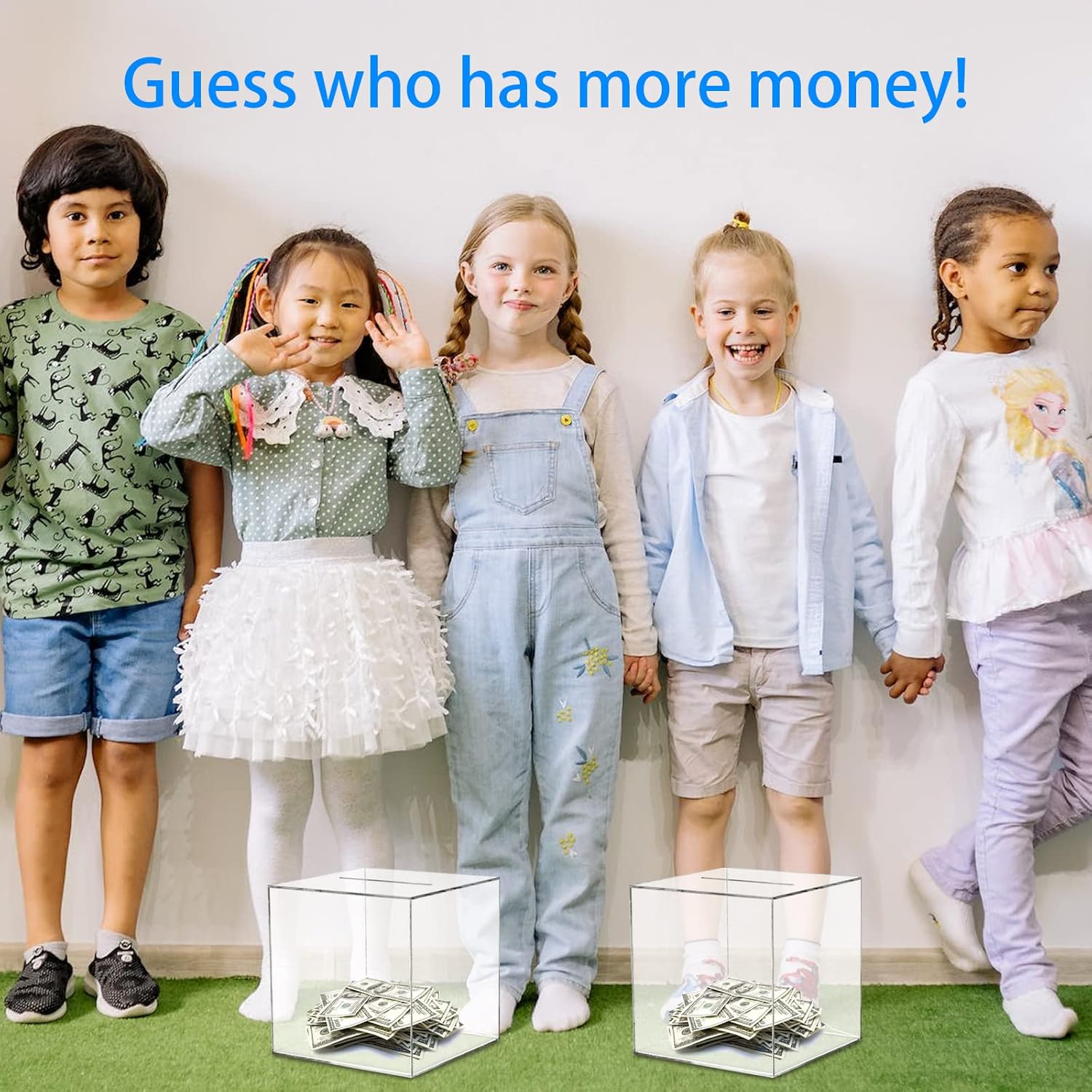 Thumbnail 6 de Clear acrylic money box for adults and kids – unopenable square piggy bank (12x12x12cm)