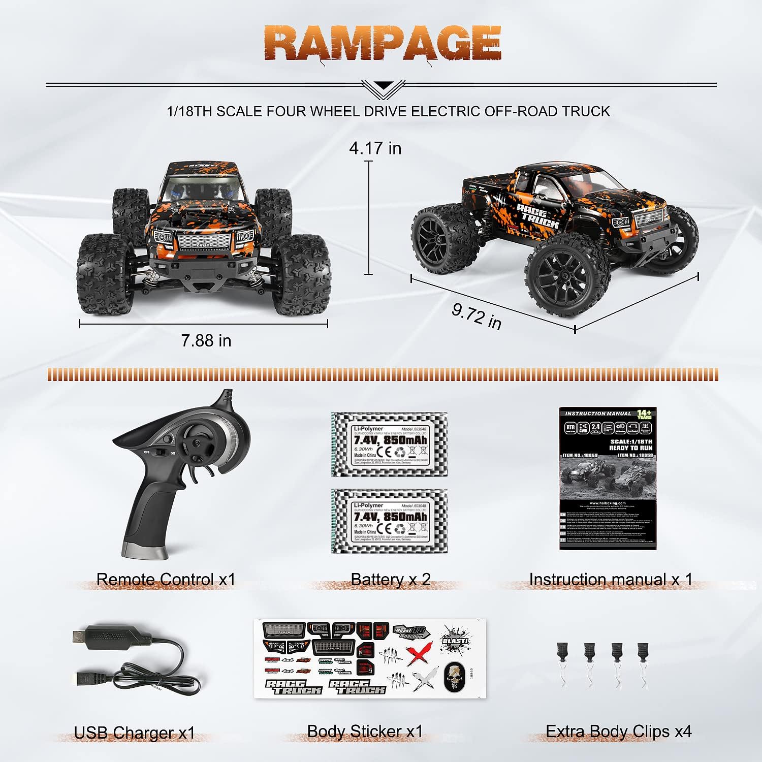 Thumbnail 5 de HAIBOXING 4WD Ferngesteuertes Auto 1:18 Hochgeschwindigkeits Monstertruck