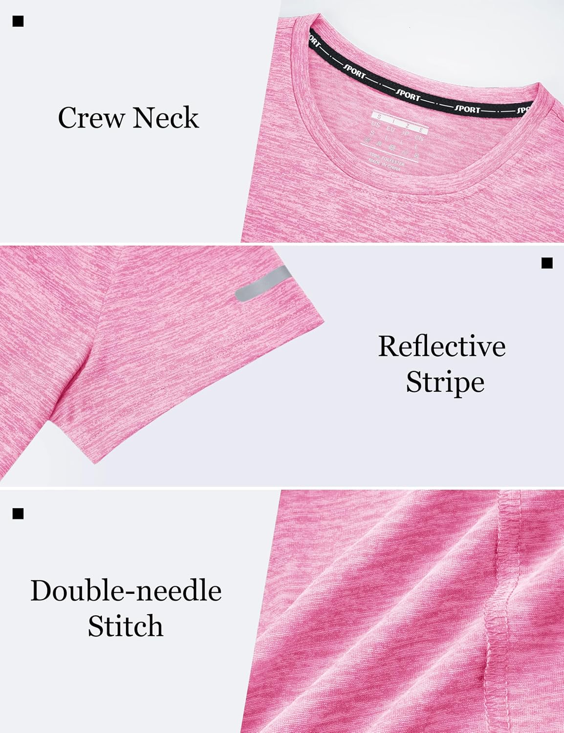 Detalle de KEFITEVD Women's Short Sleeve Gym T-Shirt: Lightweight Quick-Dry Activewear for Training