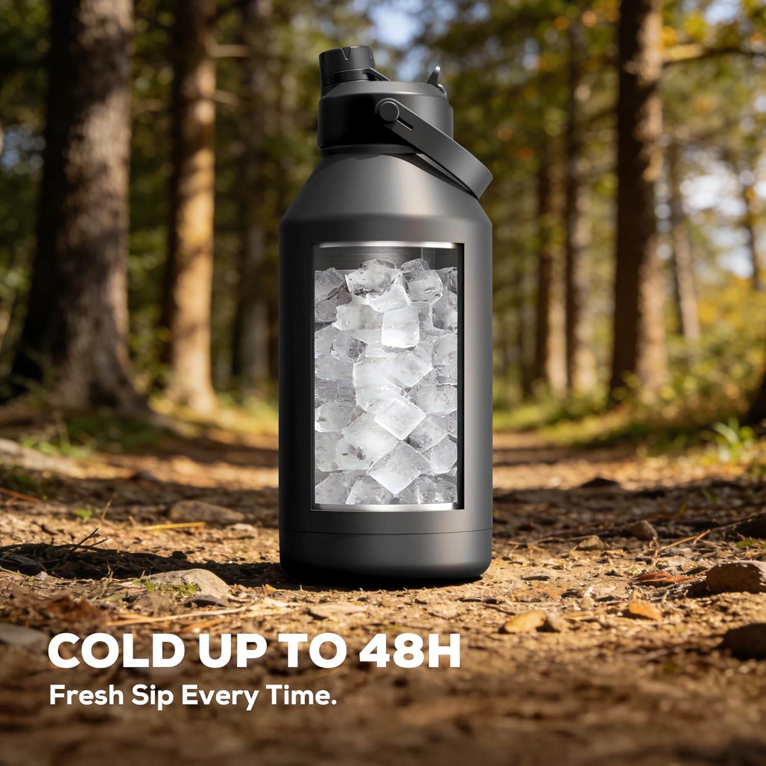 Thumbnail 1 de POWCAN 64 oz Insulated Water Bottle with 2-in-1 Lid (Midnight)