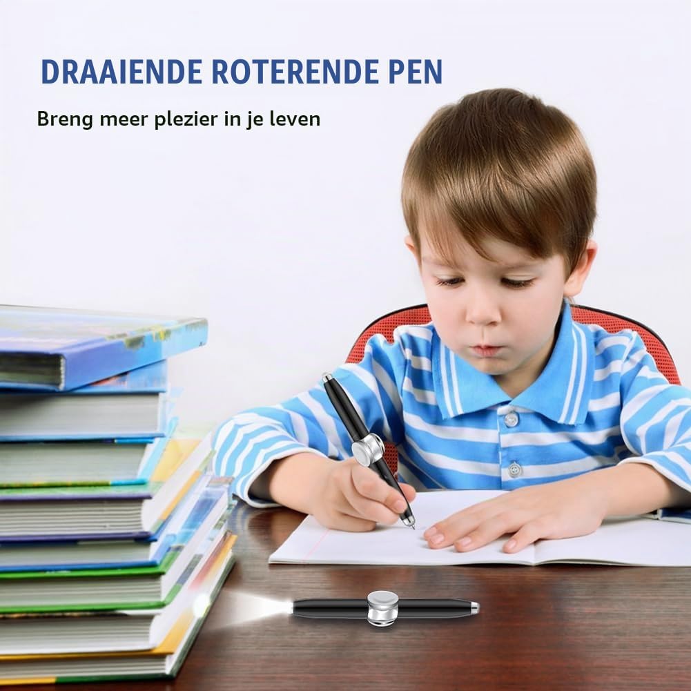 Detalle 2 de AUAUY fidgetpen met ledlicht, draaifunctie en balpen, set van 2