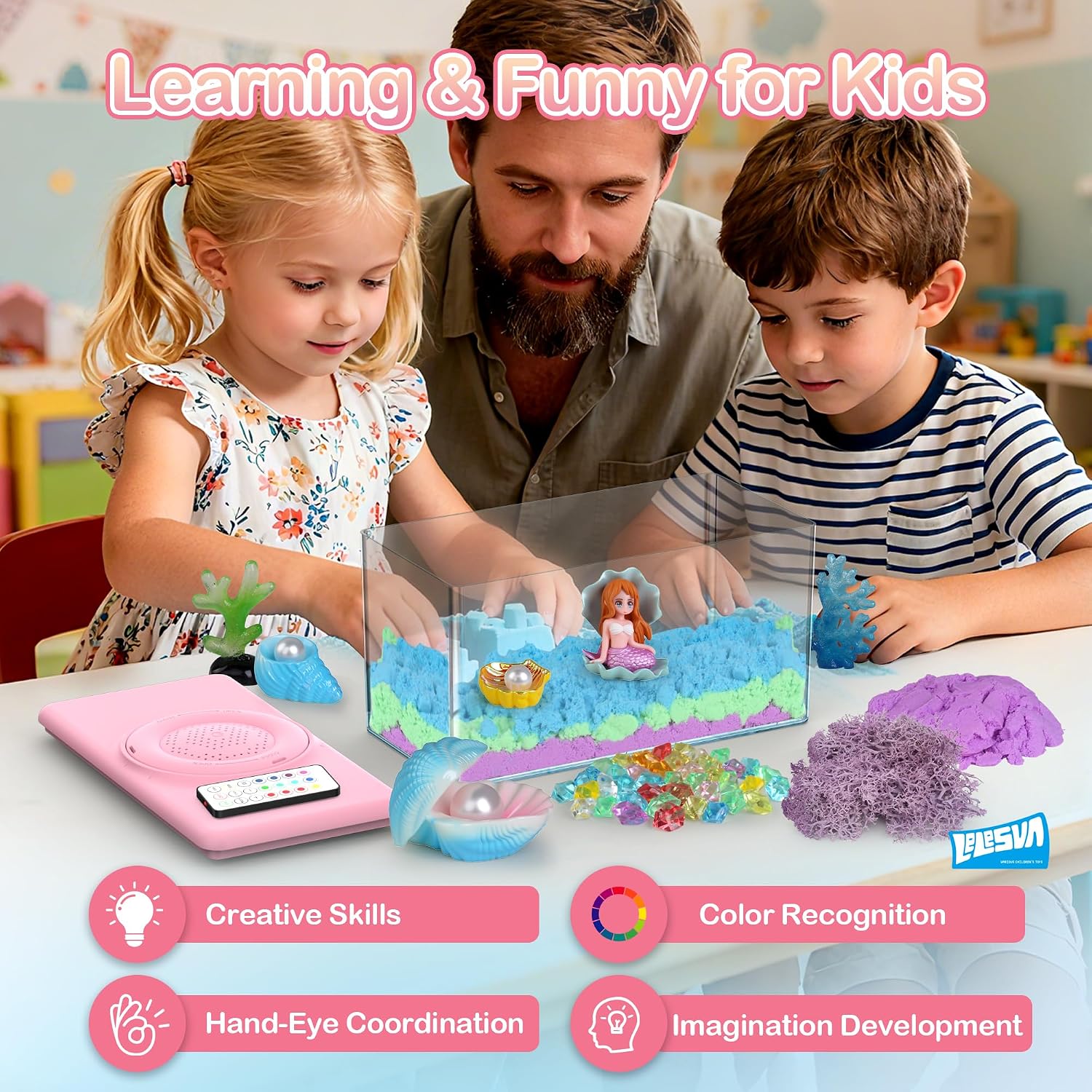 Detalle de Mermaid Terrarium Craft Kit for Kids: DIY Arts & Crafts with LED Night Light and Remote