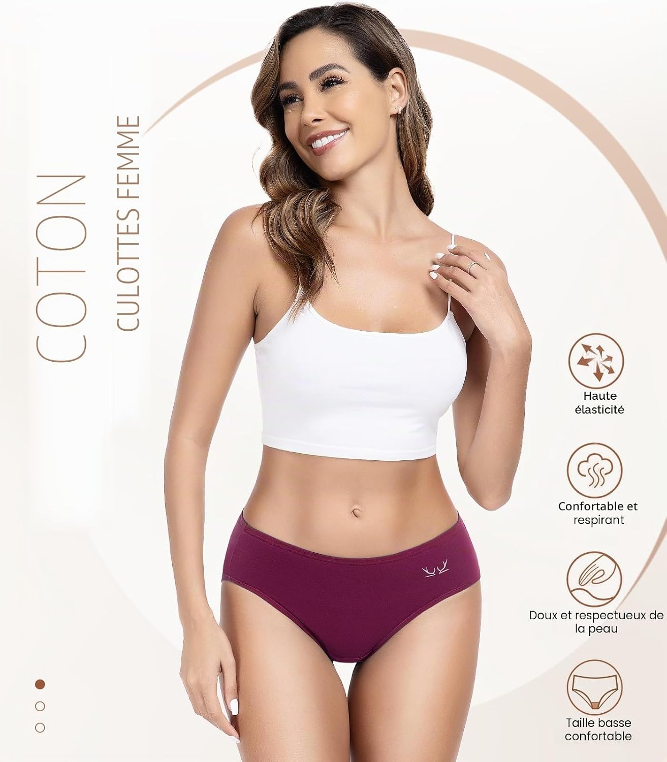 Detalle 2 de PULIOU Culotte Femme Coton – Lot de 5/6, Slip coton bas confortables (XS-XXL)