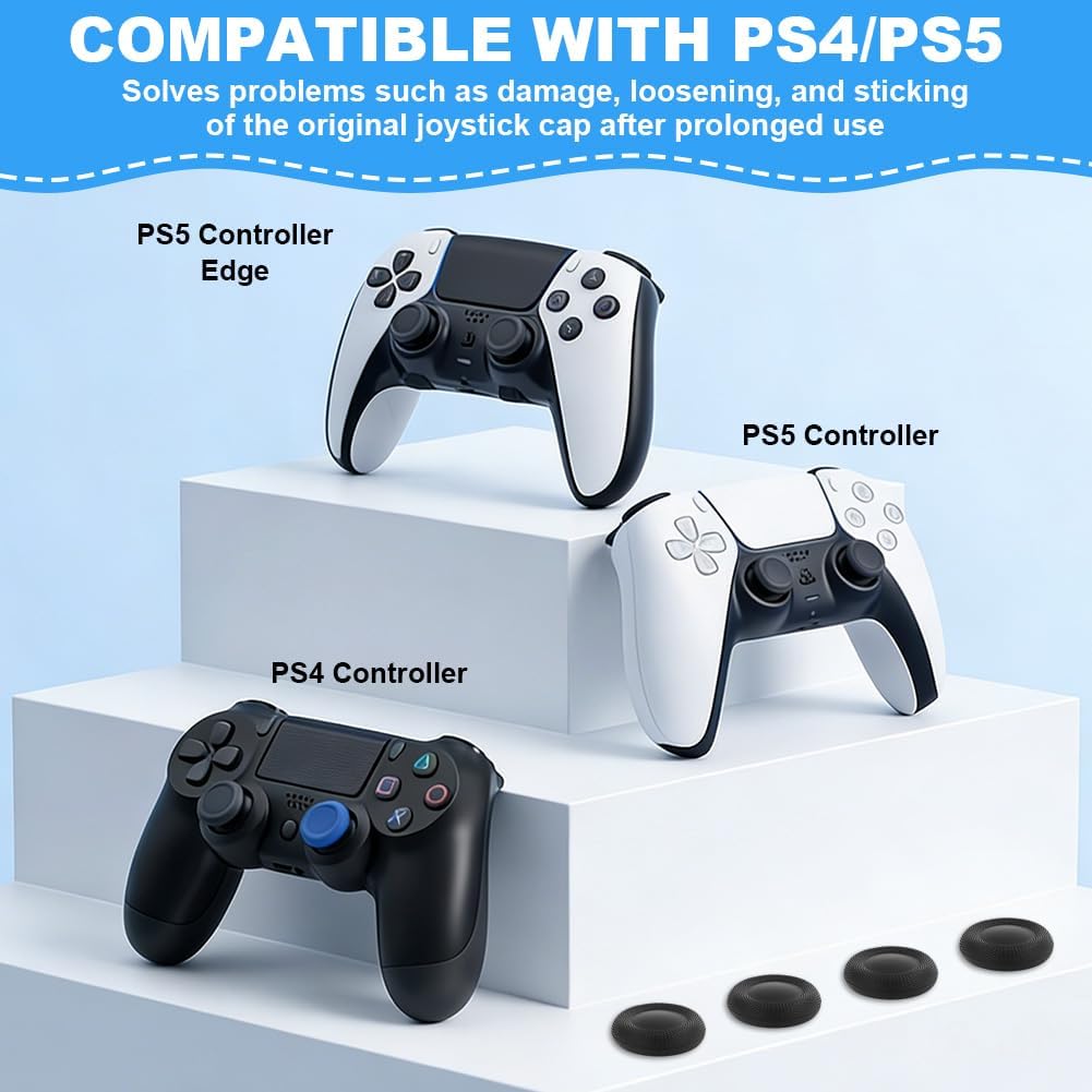 Thumbnail 2 de AYESY Thumb Grip Joystick Caps for PS5/PS4 Controller – 10-Pack Wear-Resistant, Non-Slip TPU Caps