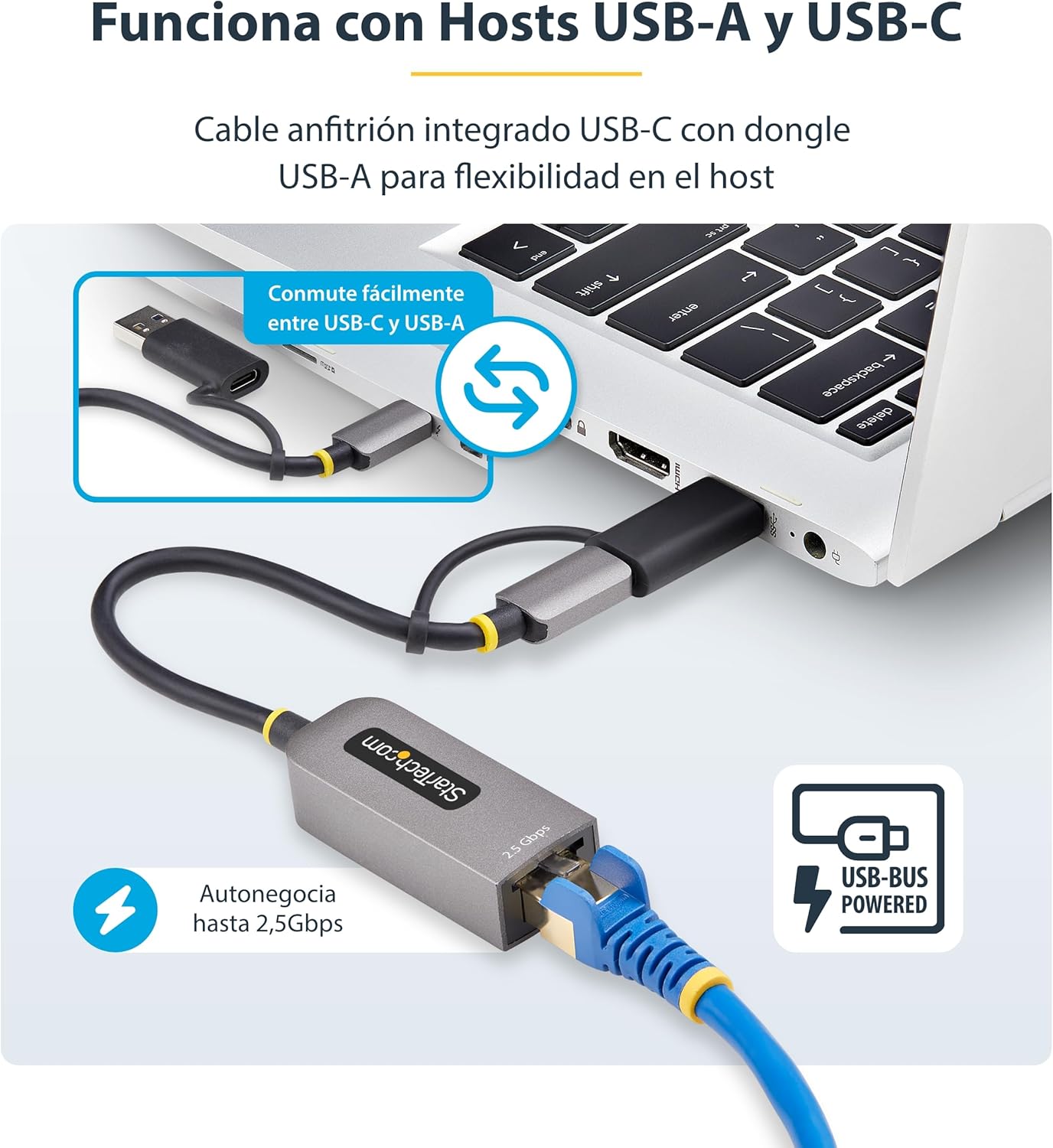 Thumbnail 2 de StarTech.com Adaptador Ethernet USB-C a RJ45 con USB 3.1 🌐