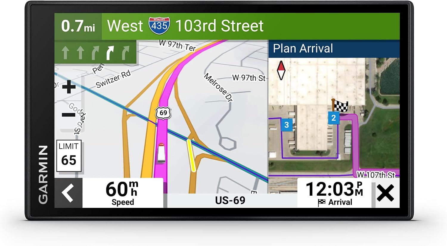 Detalle de Garmin dezl OTR610 6-Inch Truck Navigator with Custom Routing and BirdsEye Imagery