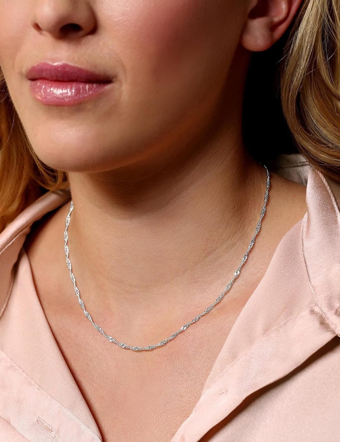 Detalle 2 de HARJJME Silberkette Damen 925 – dünne Kette ohne Anhänger, 35–55 cm