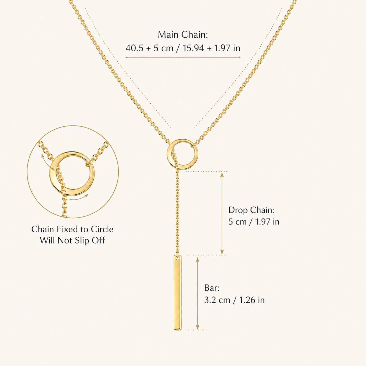 Detalle 2 de Patwes Lariat Necklace, 14K Gold Plated