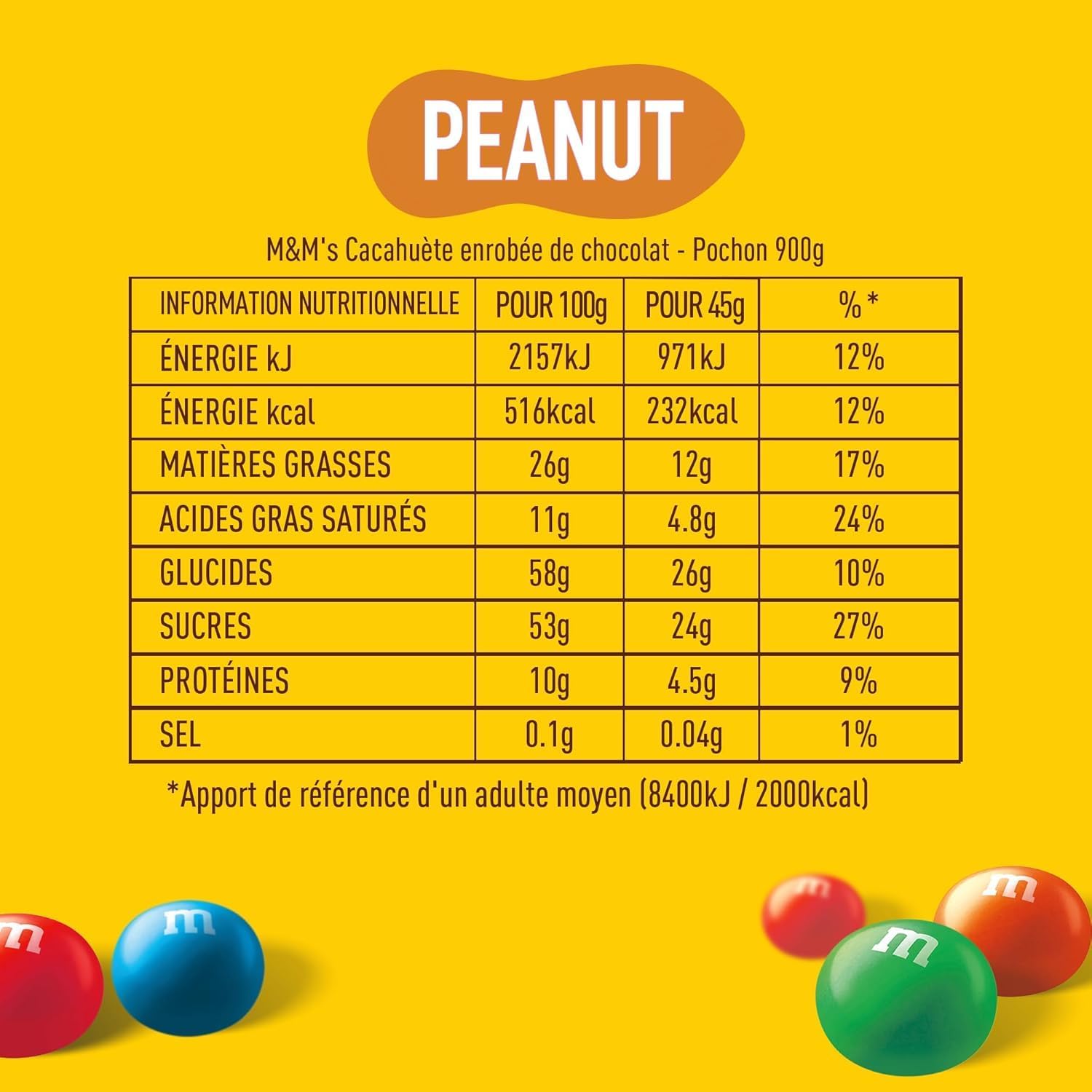Thumbnail 1 de M&M'S Peanut – Bonbons au Chocolat au Lait et Cacahuètes, Sachet 900 g