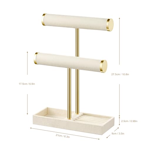 Thumbnail 6 de Josmimic 2 Tier Bracelet Holder Display – Detachable T Bar in Beige Velvet