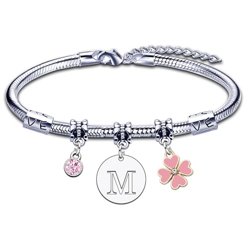 Detalle de KJKJKJ lot de 26 bracelets à lettre initiale, pendentif rose réglable