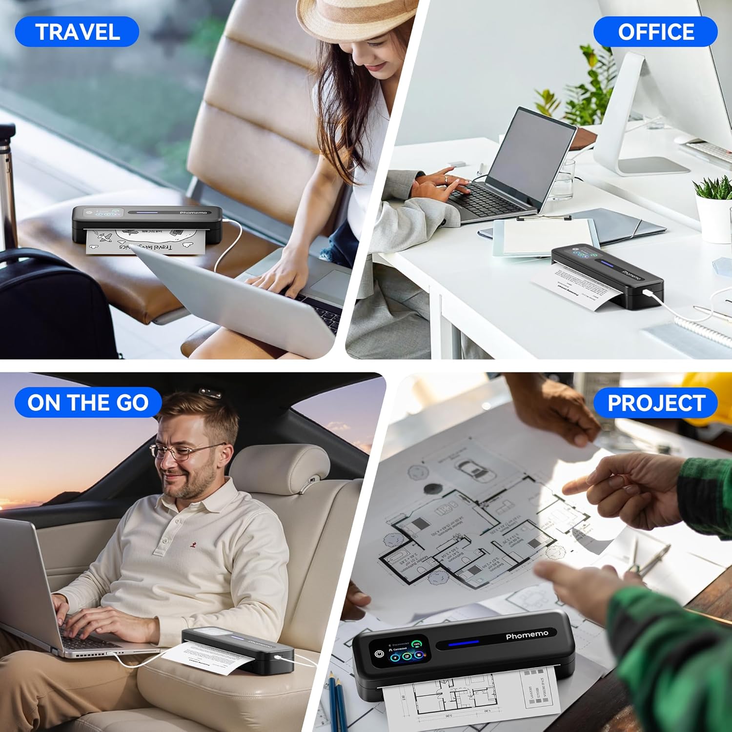 Thumbnail 6 de Phomemo M832D Thermodrucker A4 – Mobiler Bluetooth/USB-Drucker mit Touchscreen, 300 DPI