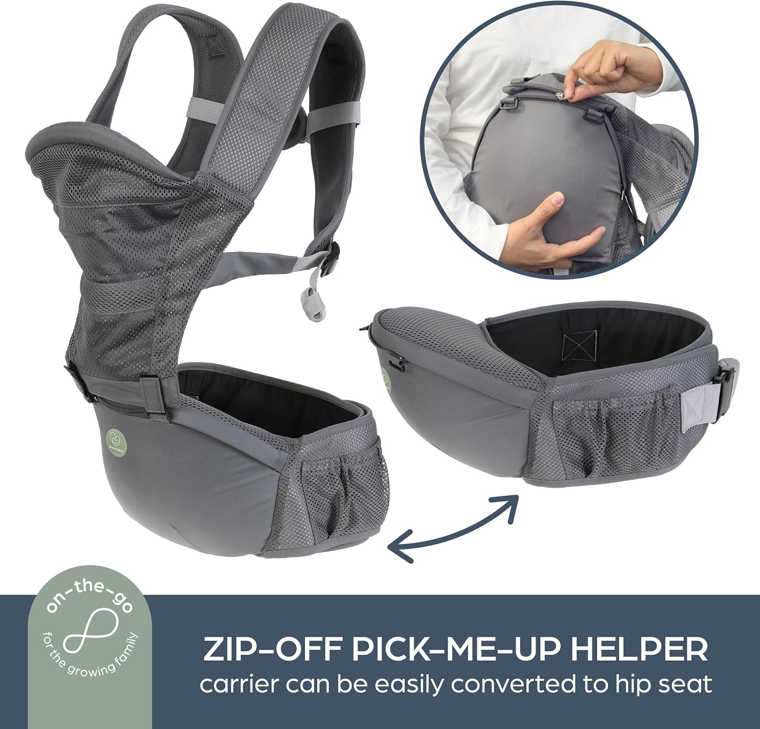 Detalle de Dreambaby Elevate 6-in-1 Baby Carrier and Hip Seat