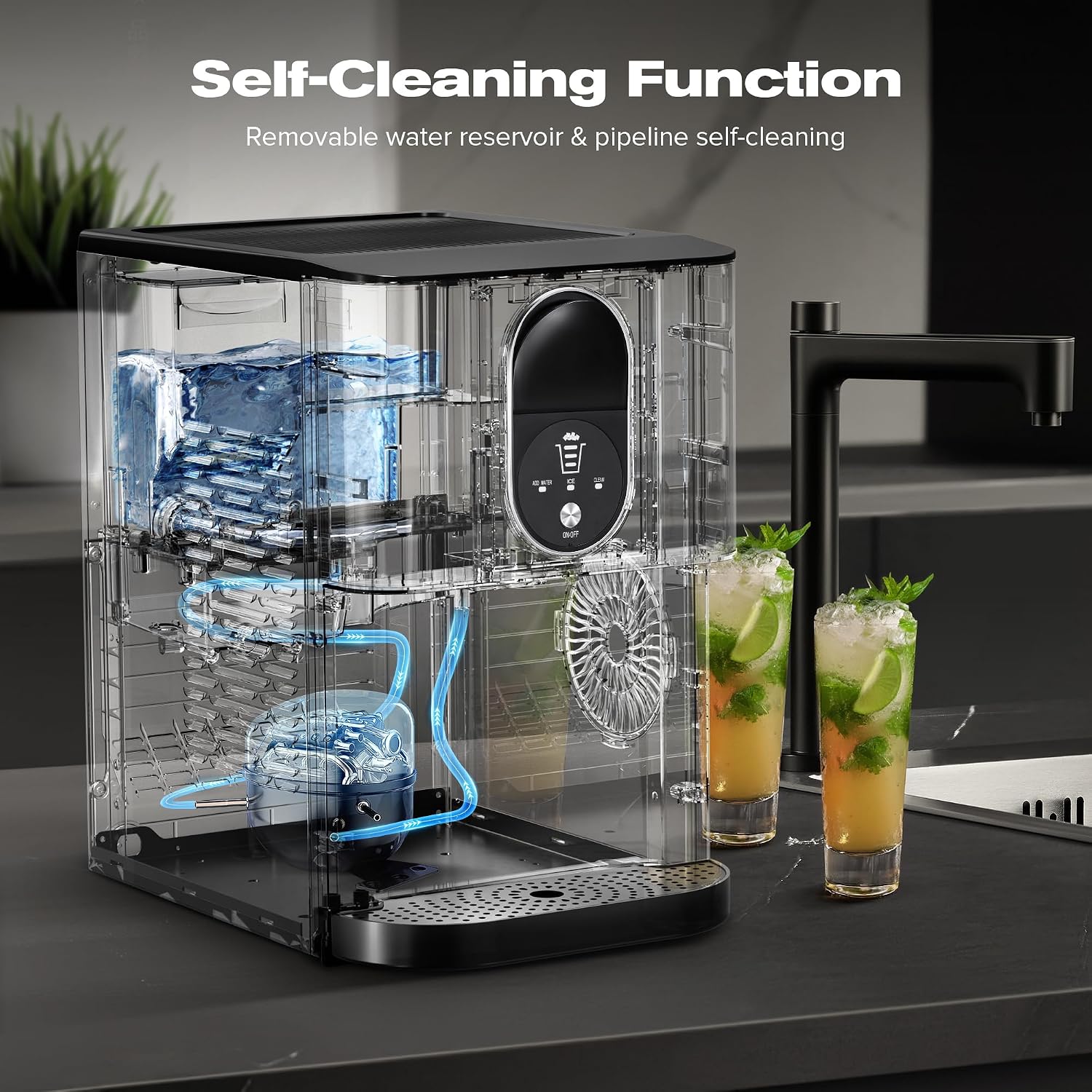 Detalle de Kismile HZB-20DN Countertop Nugget Ice Maker, 44 lb per 24 Hours