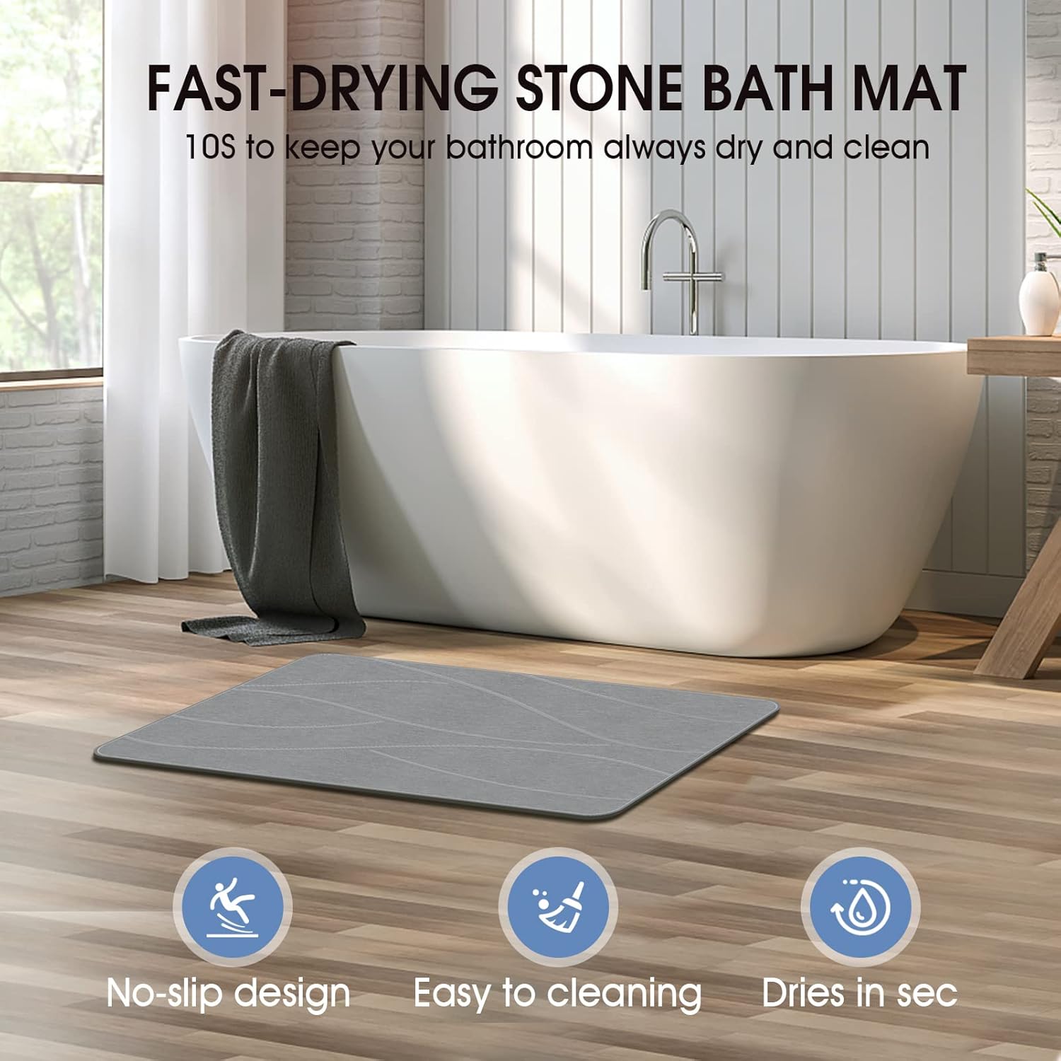 Thumbnail 2 de Veeloim Stone Bath Mat 23.6"