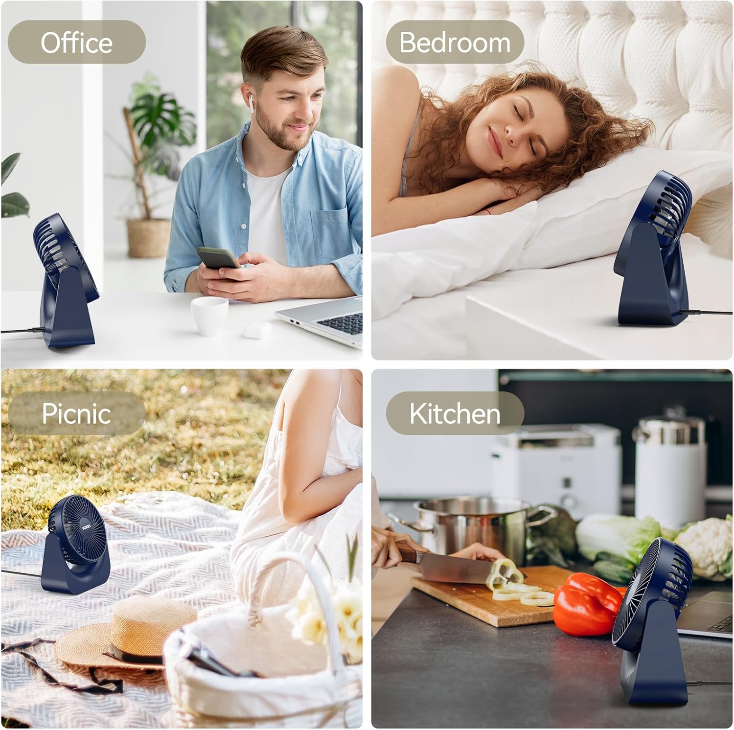 Thumbnail 6 de VOXON USB Desk Fan (Small Table Fan) with 5 Speeds and 90° Vertical Rotation