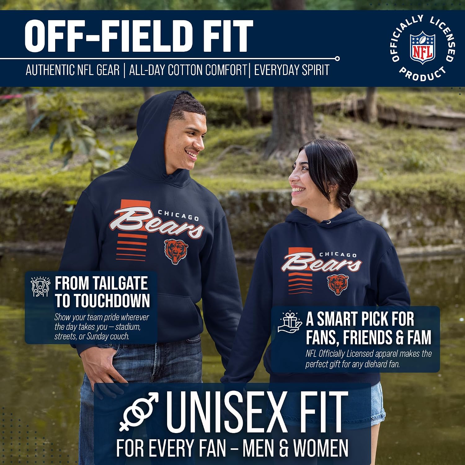 Detalle de Airwaves Chicago Bears Hoodie, Navy