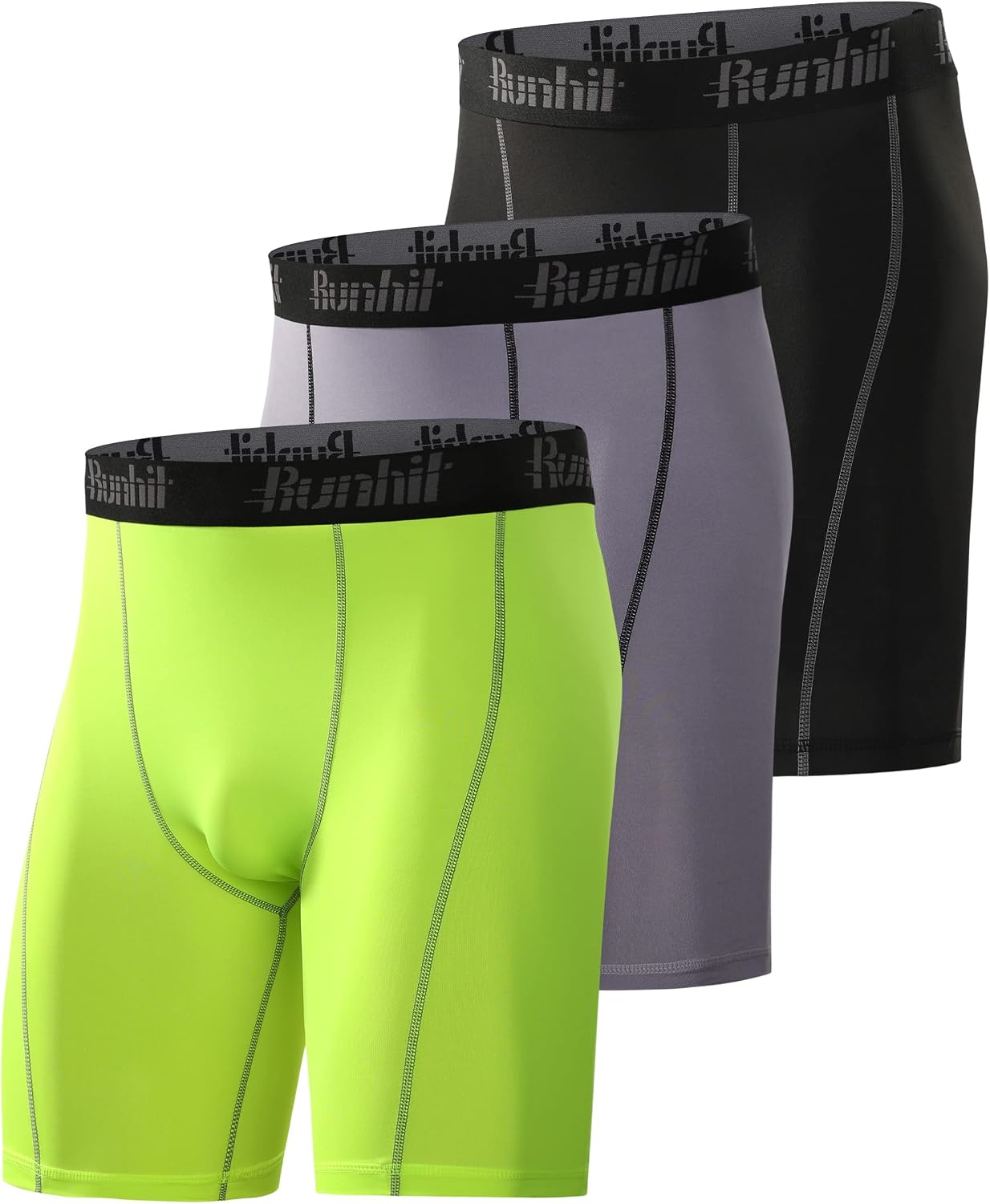 Thumbnail 6 de Runhit 3 Pack Compression Shorts for Men – Sports Base Layer Spandex Cycling Shorts