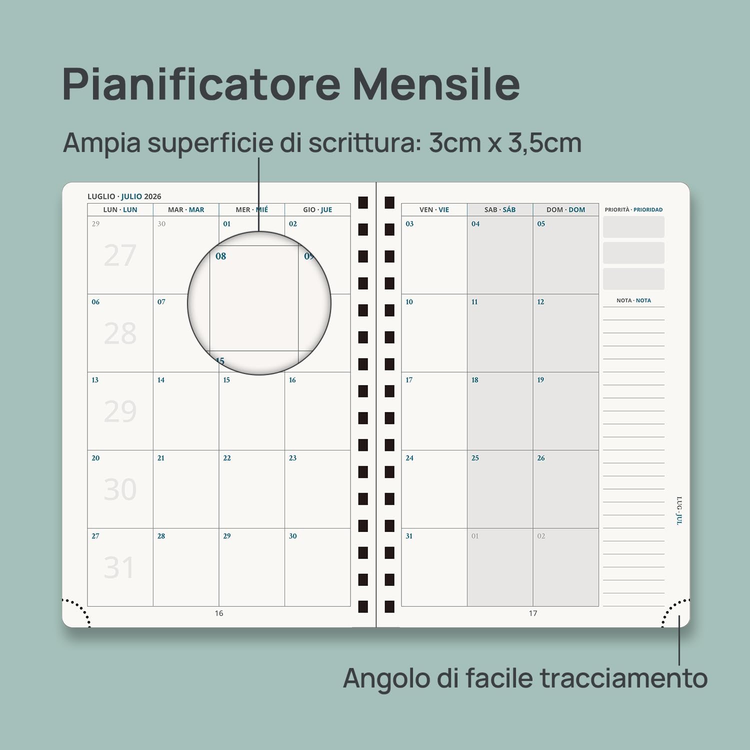 Detalle de POPRUN Agenda del Docente 2026-2027 A5 Spirale: agenda settimanale con stile e funzionalità
