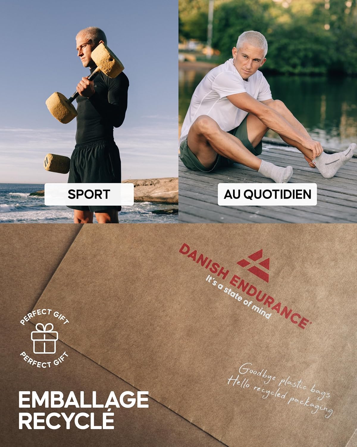 Thumbnail 5 de DANISH ENDURANCE Chaussettes de sport en coton bio (lot de 3 ou 6) pour hommes & femmes unisexes
