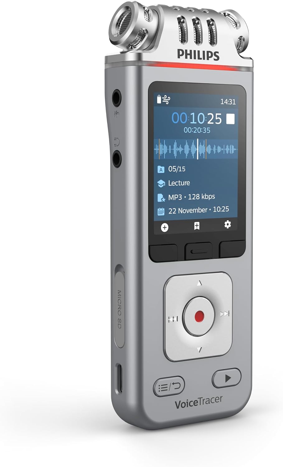 Thumbnail 2 de Philips VoiceTracer DVT4115 audiorecorder met drie microfoons, MP3/PCM en 8 GB