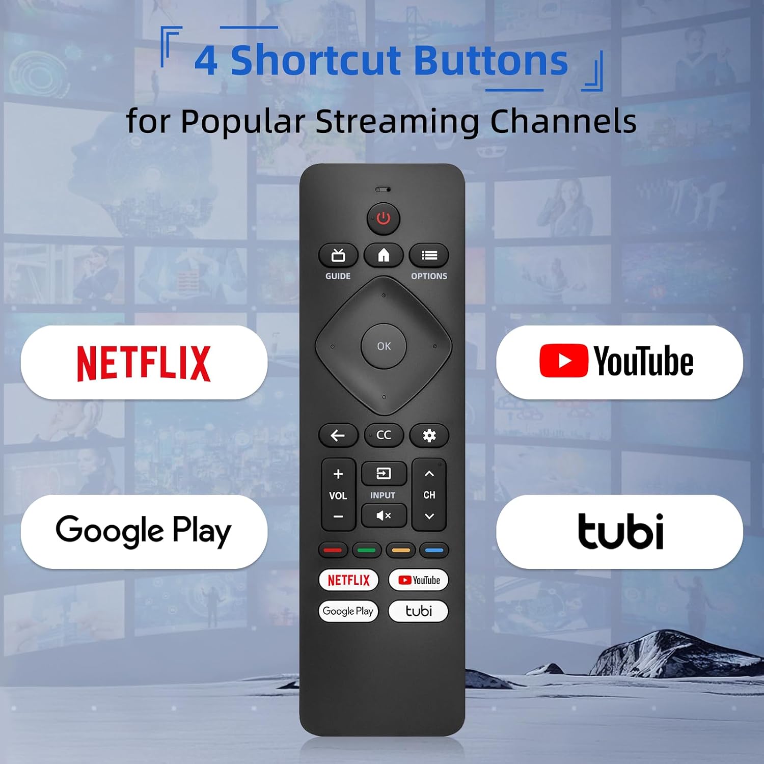 Detalle de BUXQE philp-1 Universal Remote for Philips Smart TVs, Infrared, 4 App Shortcuts