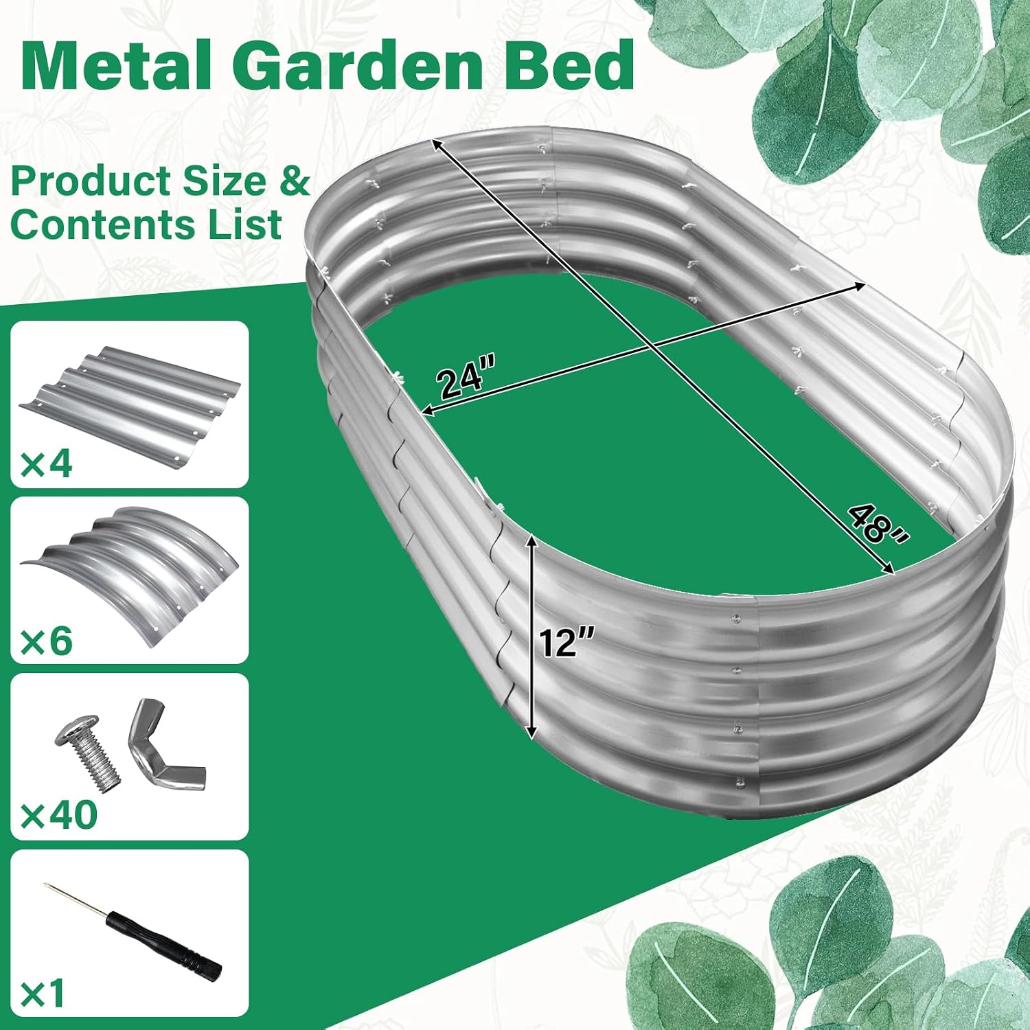 Detalle 2 de TATAANTY Galvanized Raised Garden Bed, 4 x 2 x 1 ft