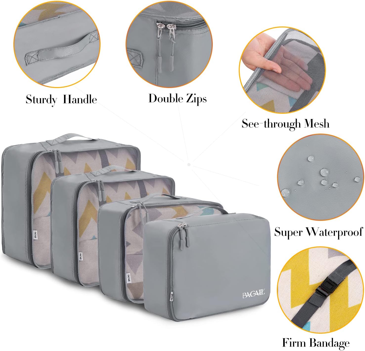 Detalle 2 de BAGAIL Packwürfel Set 8-teilig für Reisen