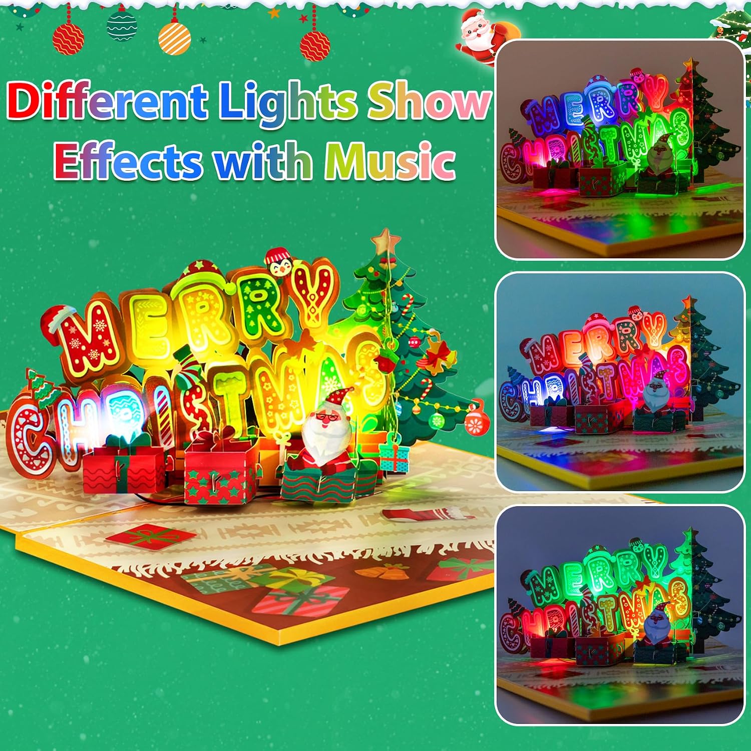 Detalle de GREETING ART 3D Pop-Up Christmas Card with Light and Music, 20 x 15 cm